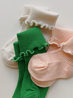 Konges Sløjd 3 Pack Rib Frill Socks - Summer Green
