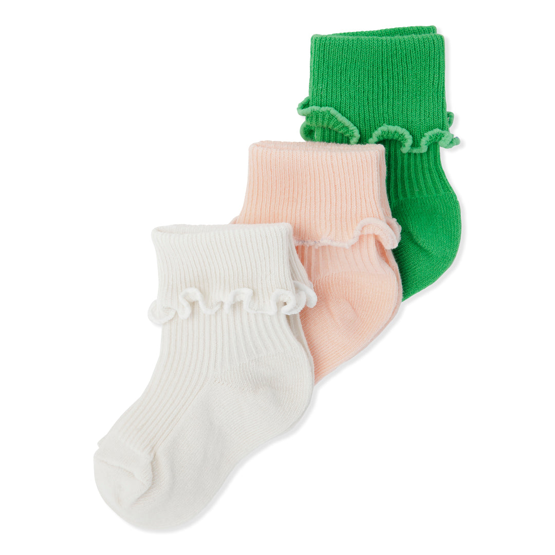 Konges Sløjd 3 Pack Rib Frill Socks - Summer Green