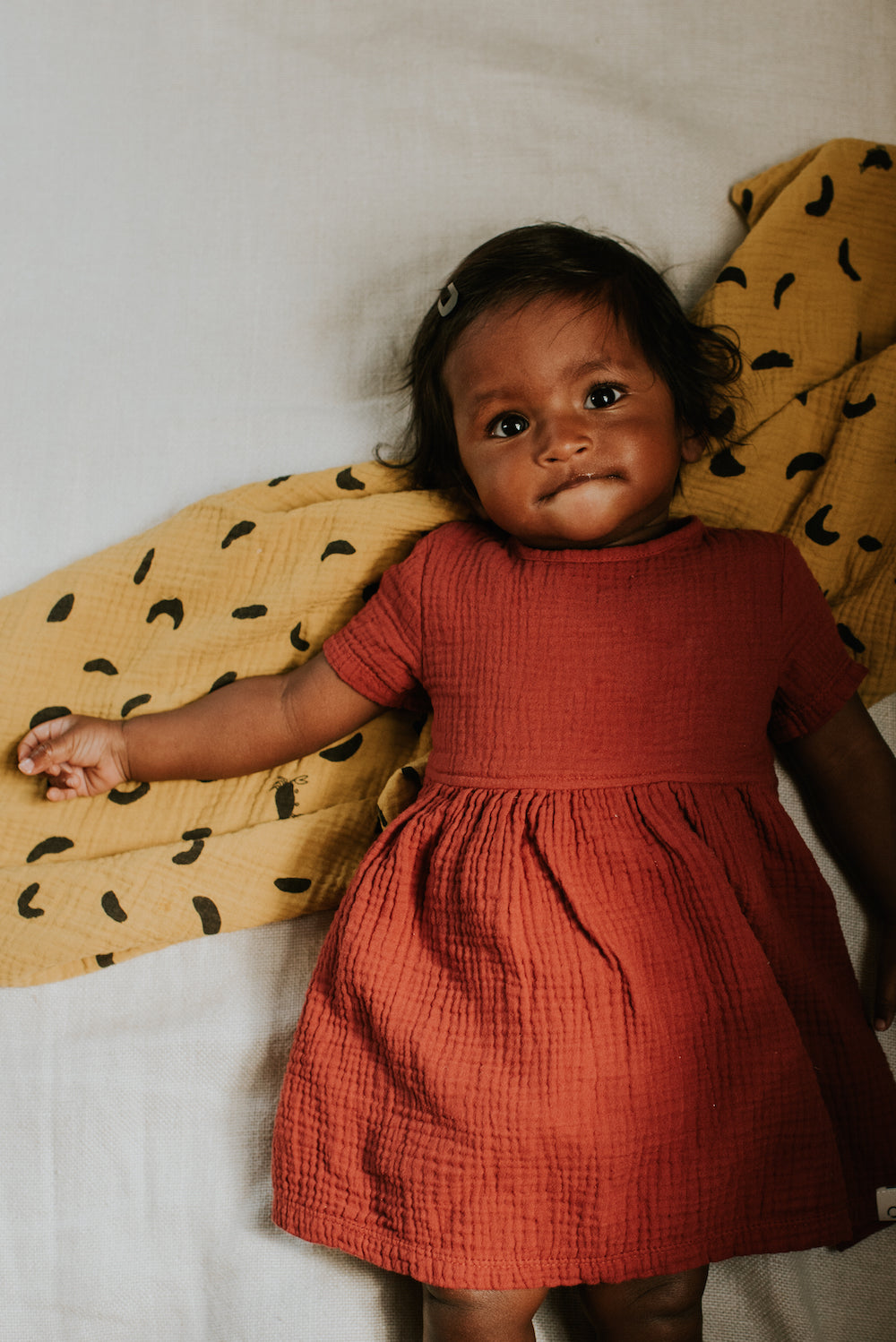 red muslin dress Dusq Cotton Muslin Baby Dress