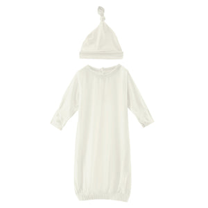 Kickee Pants Layette Gown & Single Knot Hat Set - Natural
