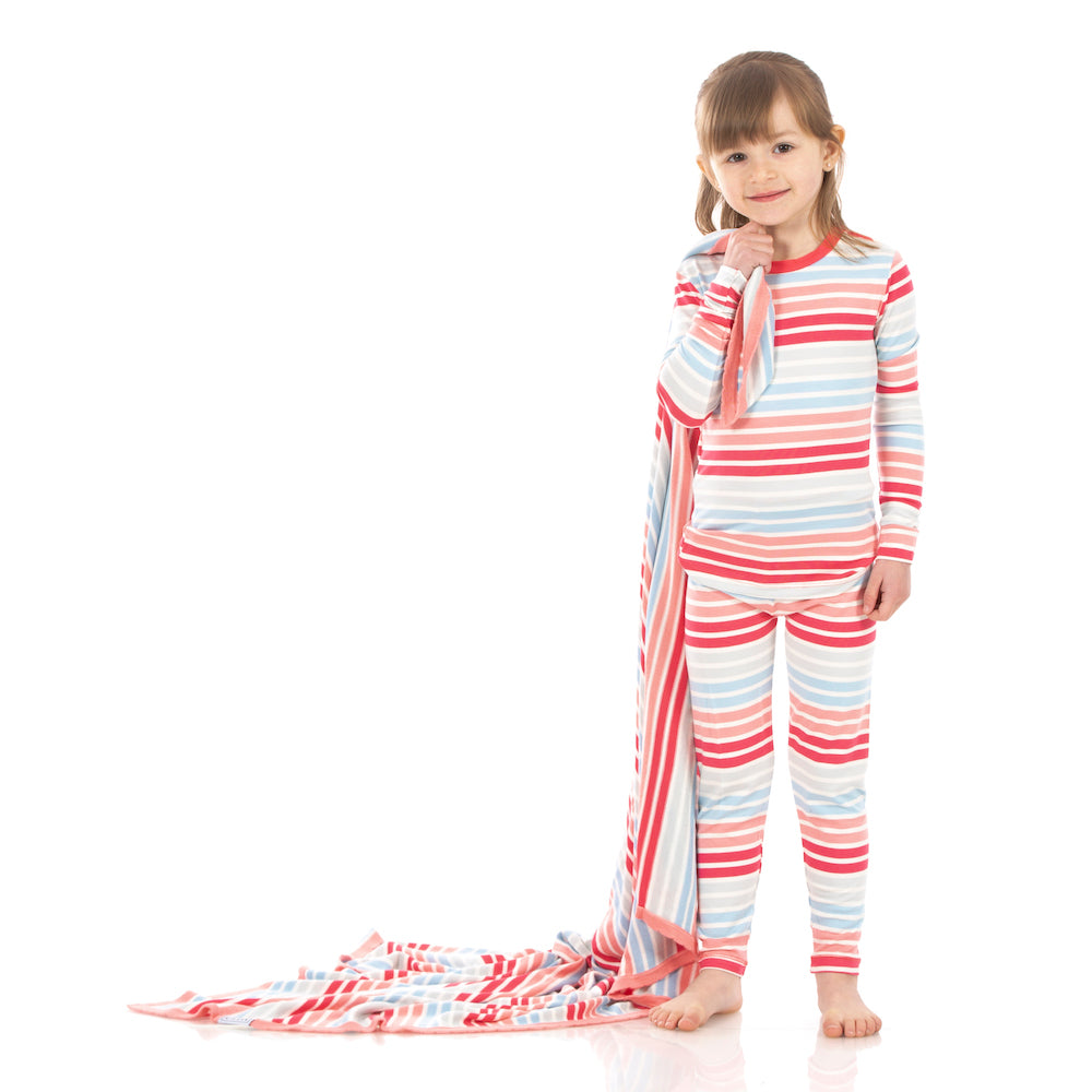 Kickee Pants Print Long Sleeve Pajama Set - Cotton Candy Stripe