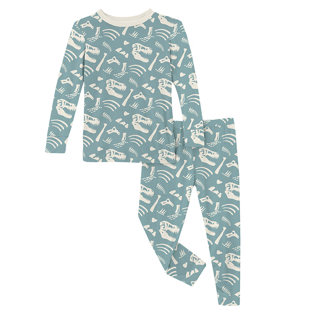 Kickee Pants Print Long Sleeve Pajama Set - Jade Bones