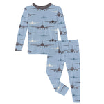 Kickee Pants Print Long Sleeve Pajama Set - Pond Airplanes