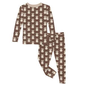Kickee Pants Print Long Sleeve Pajama Set - Cocoa Teddy Bear