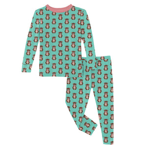 Kickee Pants Print Long Sleeve Pajama Set - Glass Teddy Bear