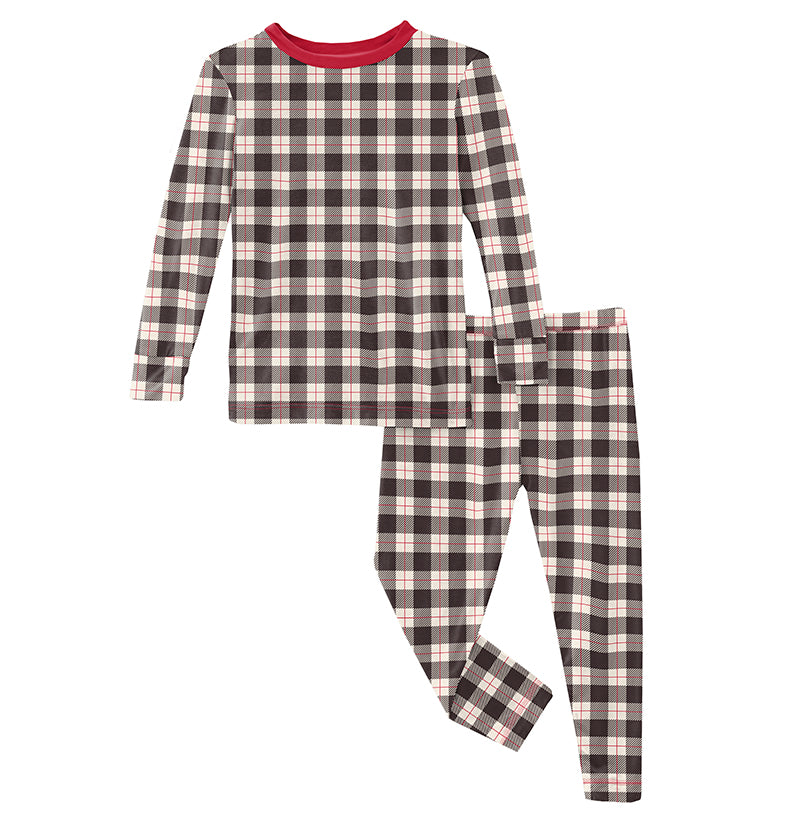 Kickee Pants Print Long Sleeve Pajama Set - Midnight Holiday Plaid