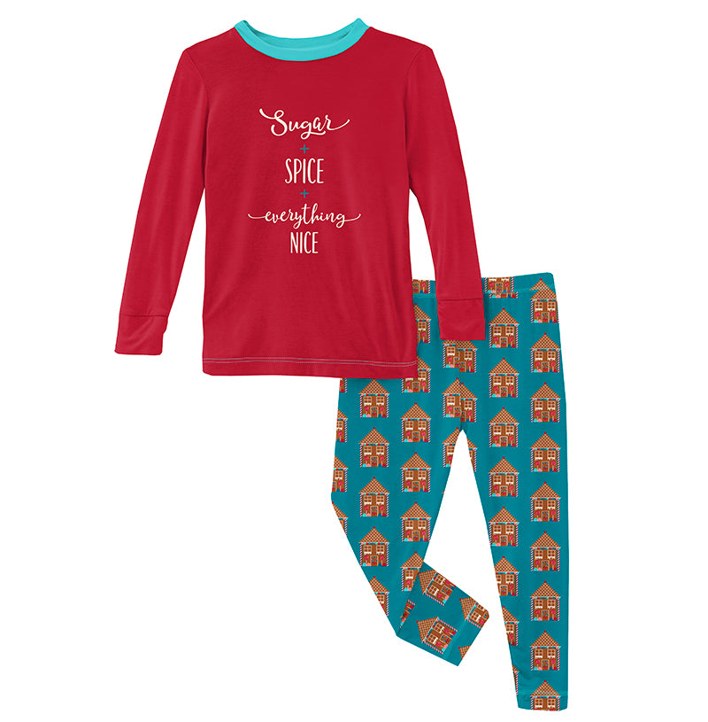 Kickee Pants Long Sleeve Graphic Tee Pajama Set - Bay Gingerbread