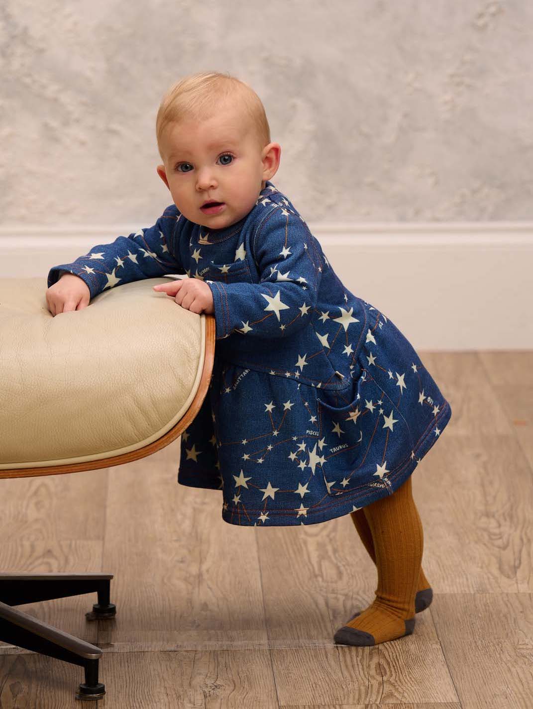 Bonnie Mob Maree Baby Dress Denim Stars - Main Image