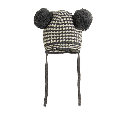 Bonnie Mob Chunky Knitted Hat with Pom Pom Ears - Monochrome
