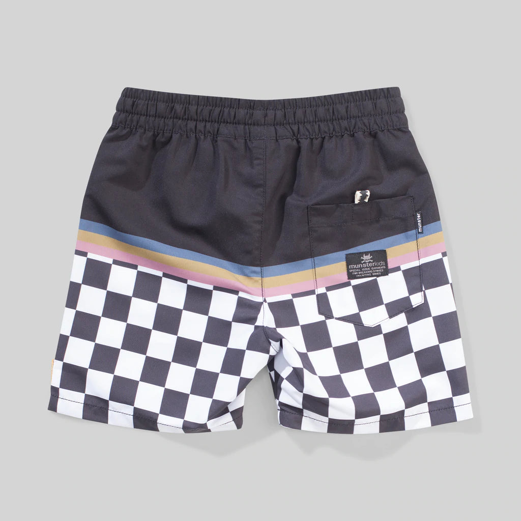 Munster Kids Checkmate BShort - Charcoal/White