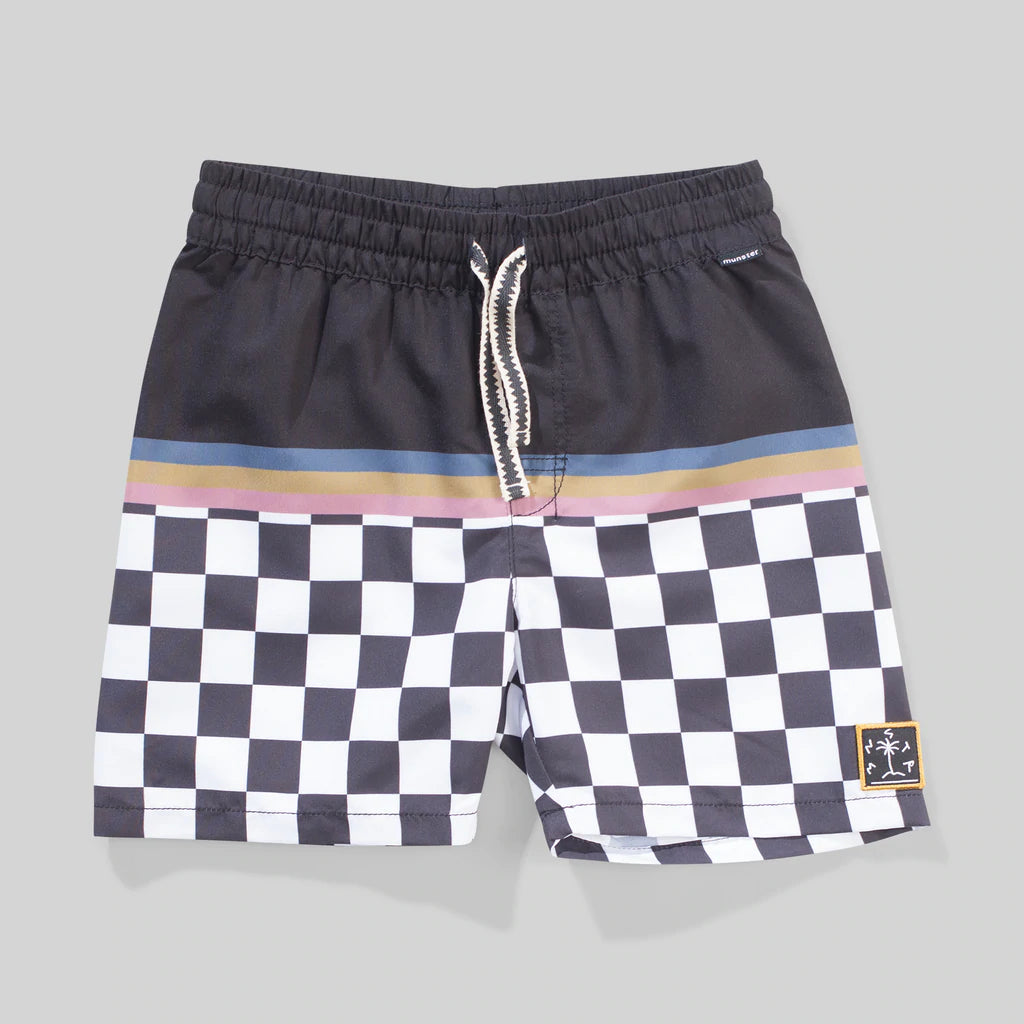Munster Kids Checkmate BShort - Charcoal/White