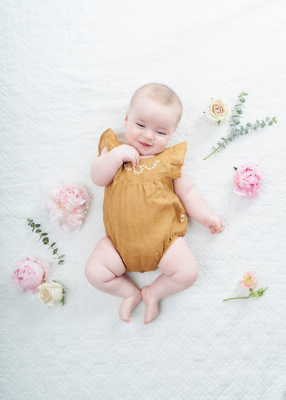 My Little Cozmo Alma Linen Jumpsuit - Mustard