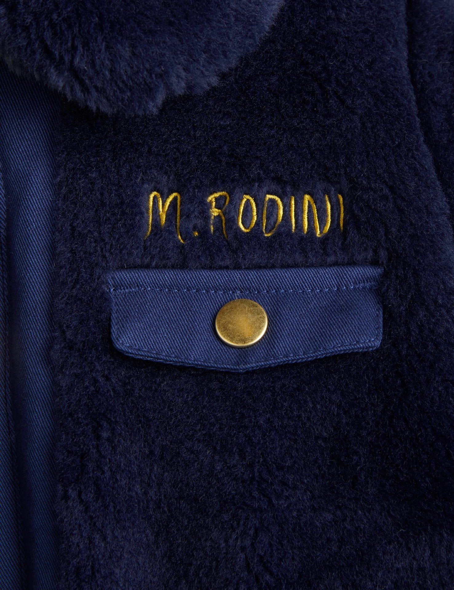 Mini Rodini Faux Fur Jacket - Navy