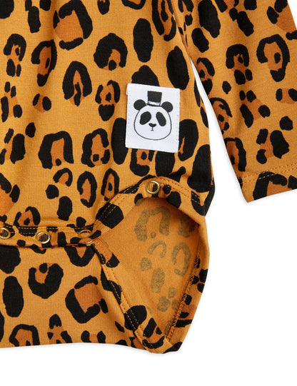 Mini Rodini Basic Leopard Wrap Bodysuit - Beige