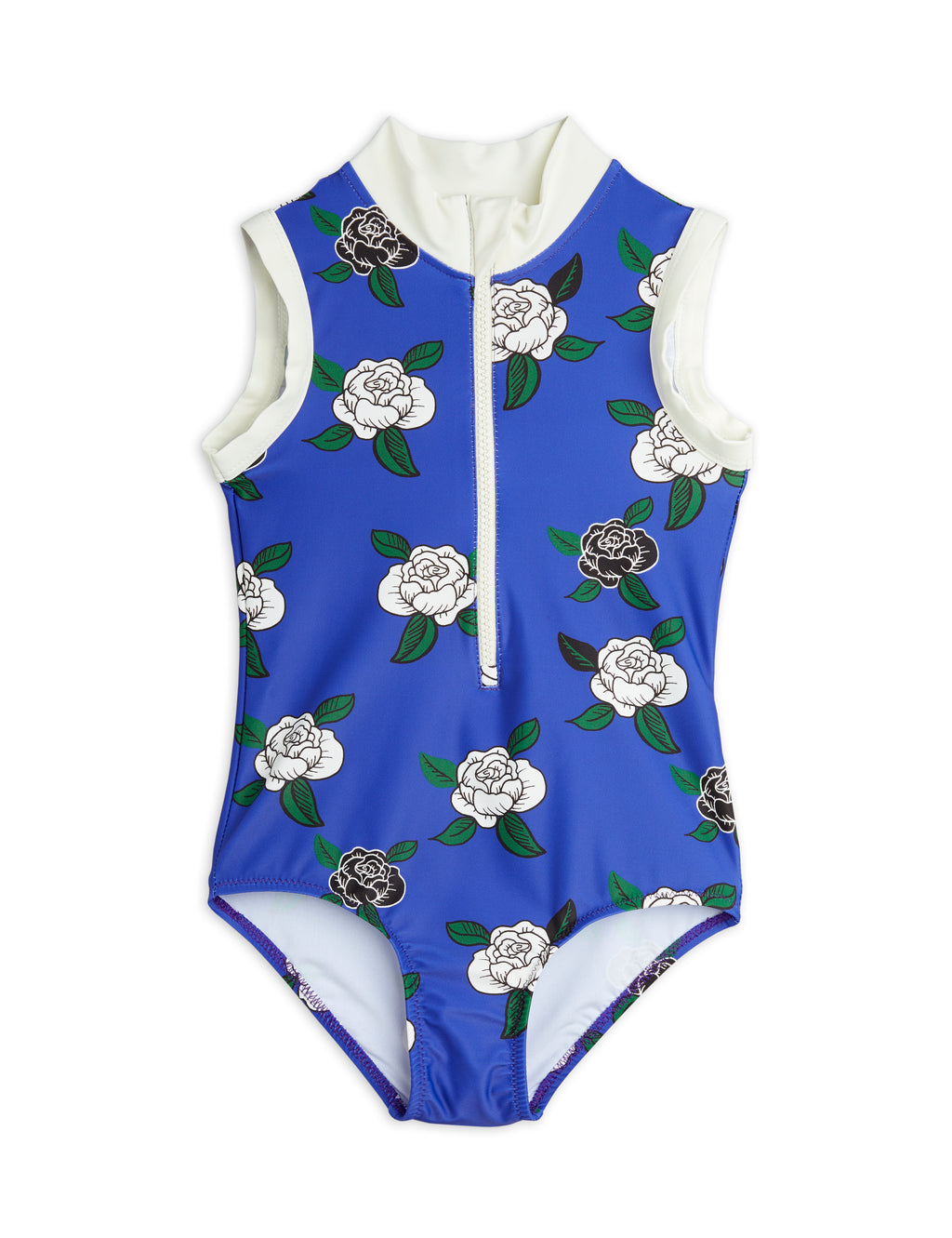 Mini Rodini Roses UV Zip Swimsuit - Blue