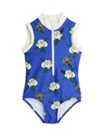 Mini Rodini Roses UV Zip Swimsuit - Blue