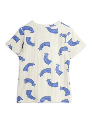 Mini Rodini Starfall Rib Tee - Offwhite
