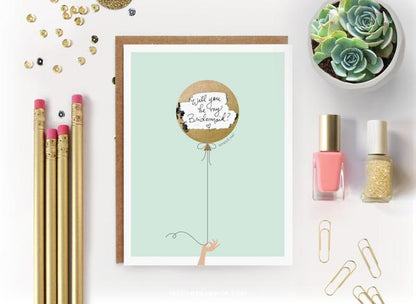 Inklings Paperie Mint &amp; Gold Balloon Scratch-off Card