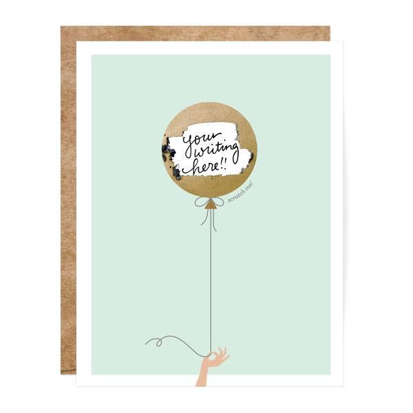 Inklings Paperie Mint & Gold Balloon Scratch-off Card