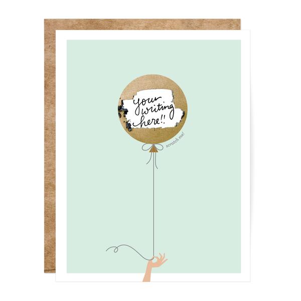 Inklings Paperie Mint &amp; Gold Balloon Scratch-off Card