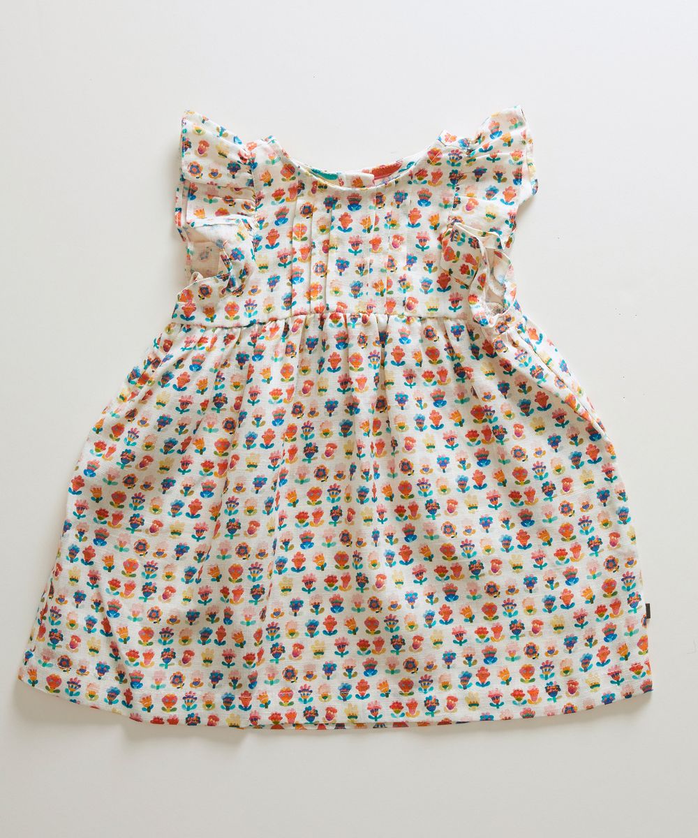 Oeuf Linen Ruffle Dress - Multi/Small Flower