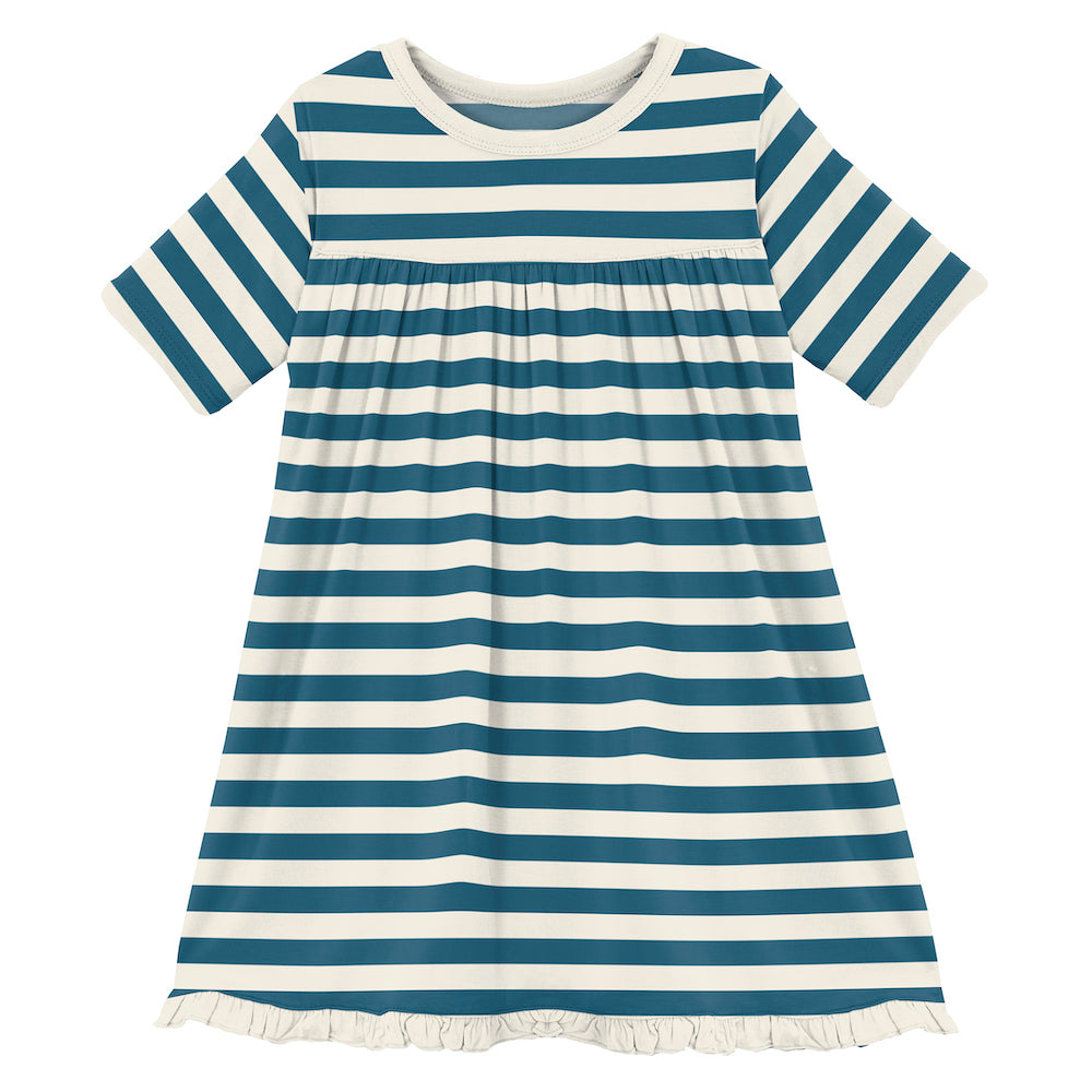 Kickee Pants Print Classic Short sleeve Swing Dress - Nautical Stripe