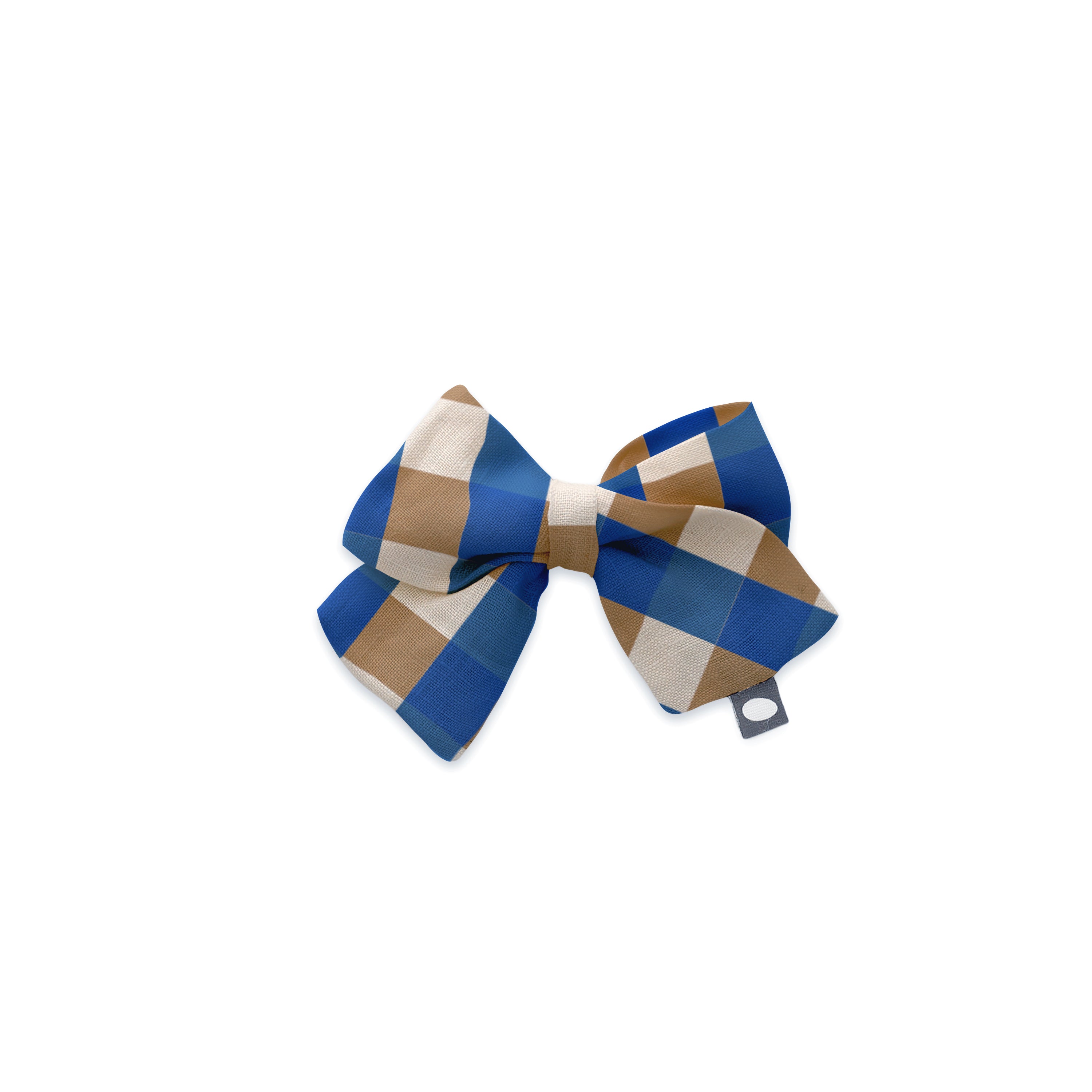 Oeuf Bow Clip - Sky Blue/Gingham