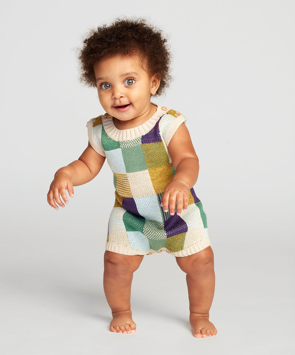 Oeuf Patchwork Romper - Eggshell/Patchwork