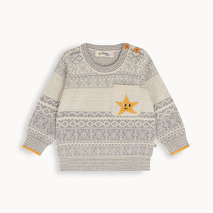 Bonnie Mob Sheil Jacquard Baby Sweater - Grey