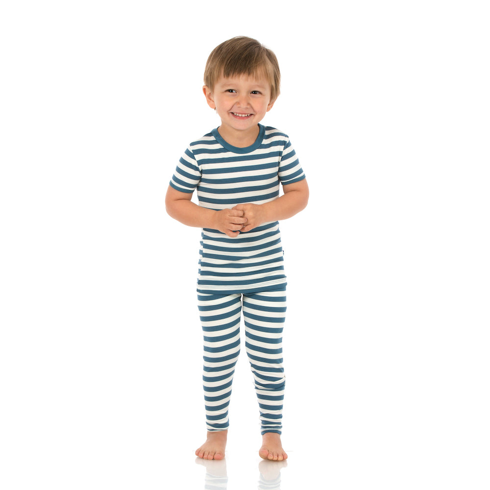 Kickee Pants Print Short Sleeve Pajama Set - Nautical Stripe