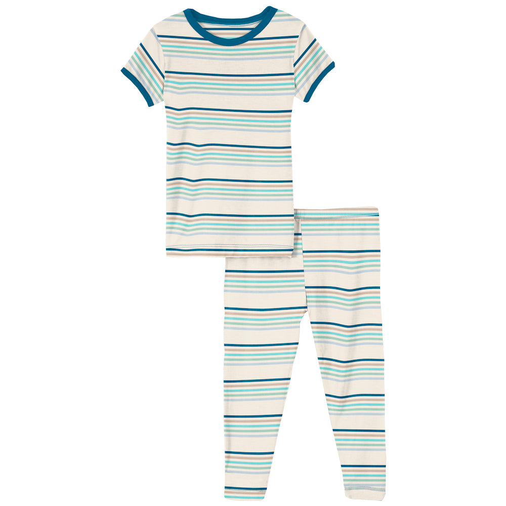 Kickee Pants Print Short Sleeve Pajama Set - Culinary Arts Stripe