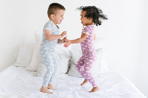 Kickee Pants Print Short Sleeve Pajama Set - Pearl Blue Bunny