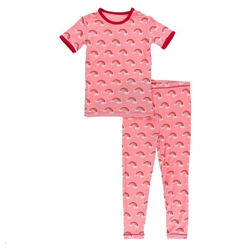 Kickee Pants Print Short Sleeve Pajama Set - Strawberry Rainbows