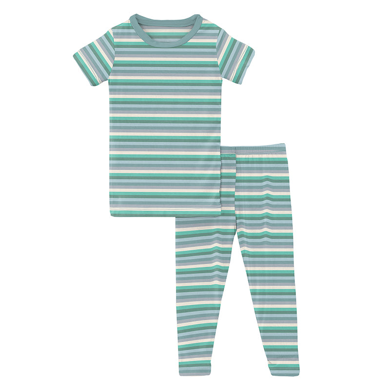 Kickee Pants Print Short Sleeve Pajama Set - April Showers Stripe