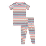 Kickee Pants Print Short Sleeve Pajama Set - Spring Bloom Stripe