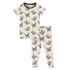 Kickee Pants Print Short Sleeve Pajama Set - Natural Swallowtail