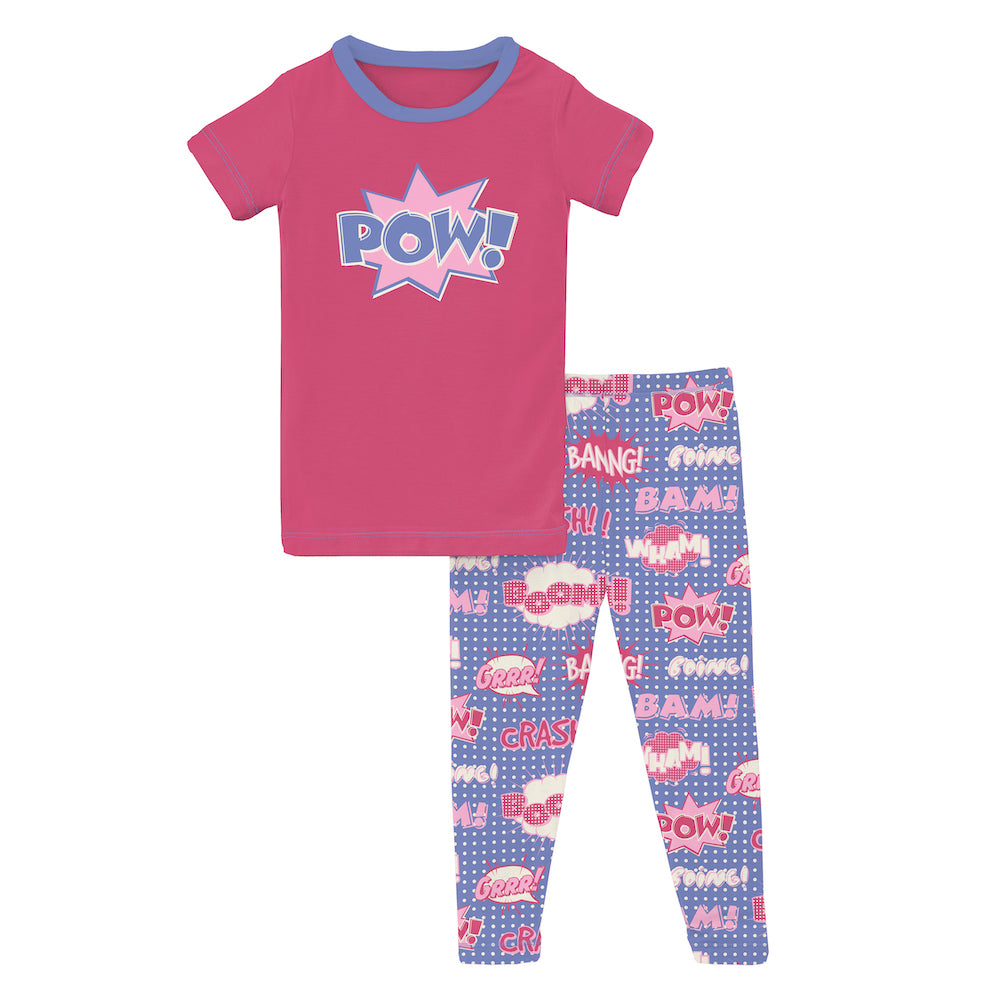 Kickee Pants Short Sleeve Graphic Tee Pajama Set - Forget Me Not Comic Onomatopoeia