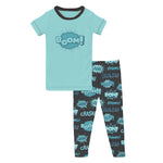 Kickee Pants Short Sleeve Graphic Tee Pajama Set - Midnight Comic Onomatopoeia