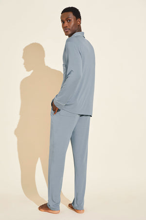 Eberjey Men's William PJ Set - Blue Fog/Ivory
