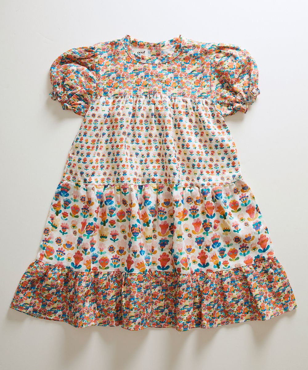 Oeuf Tiered Dress - Multi/Small Flower