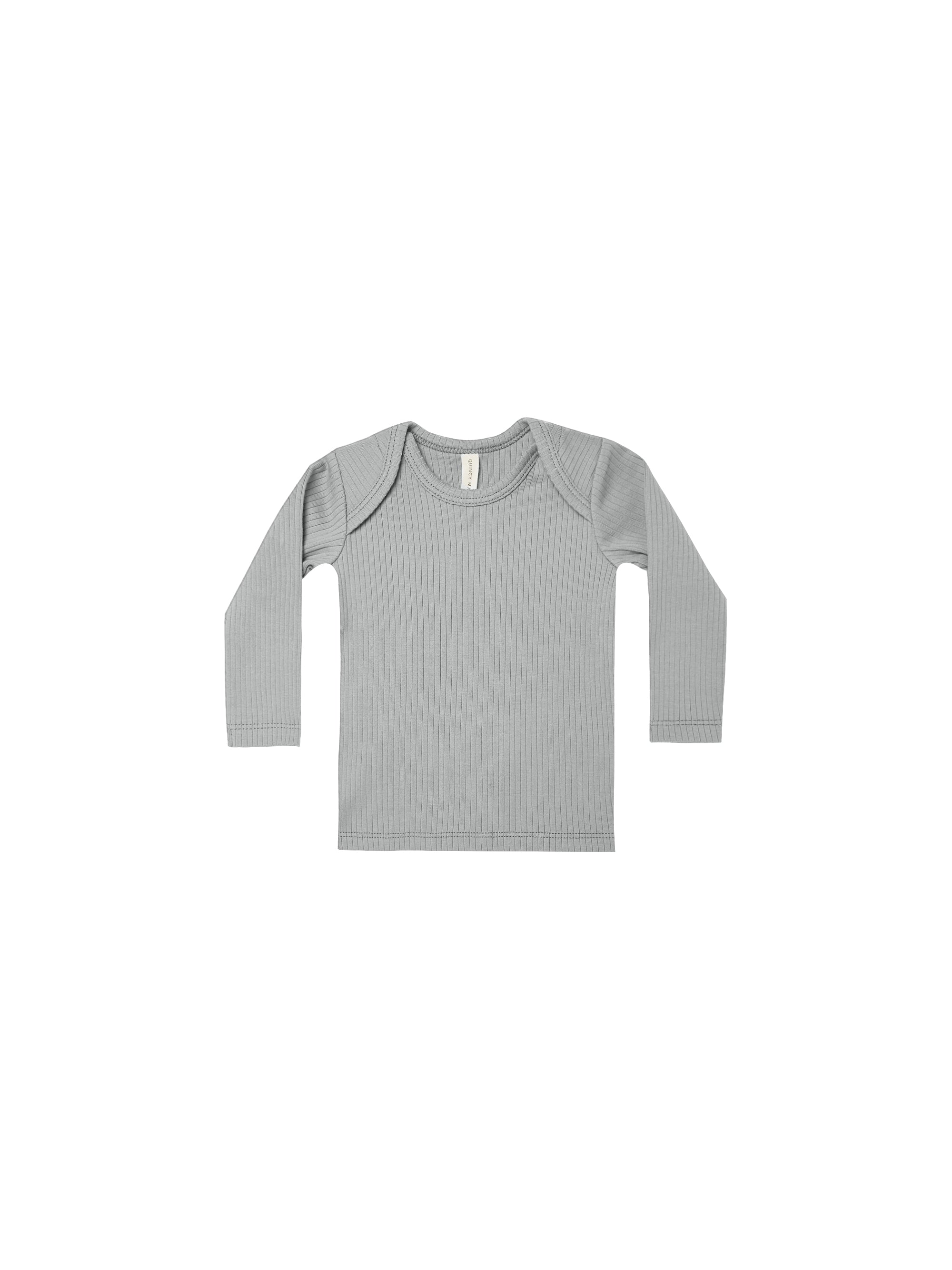 Quincy Mae Ribbed Lap Tee - Dusty Blue