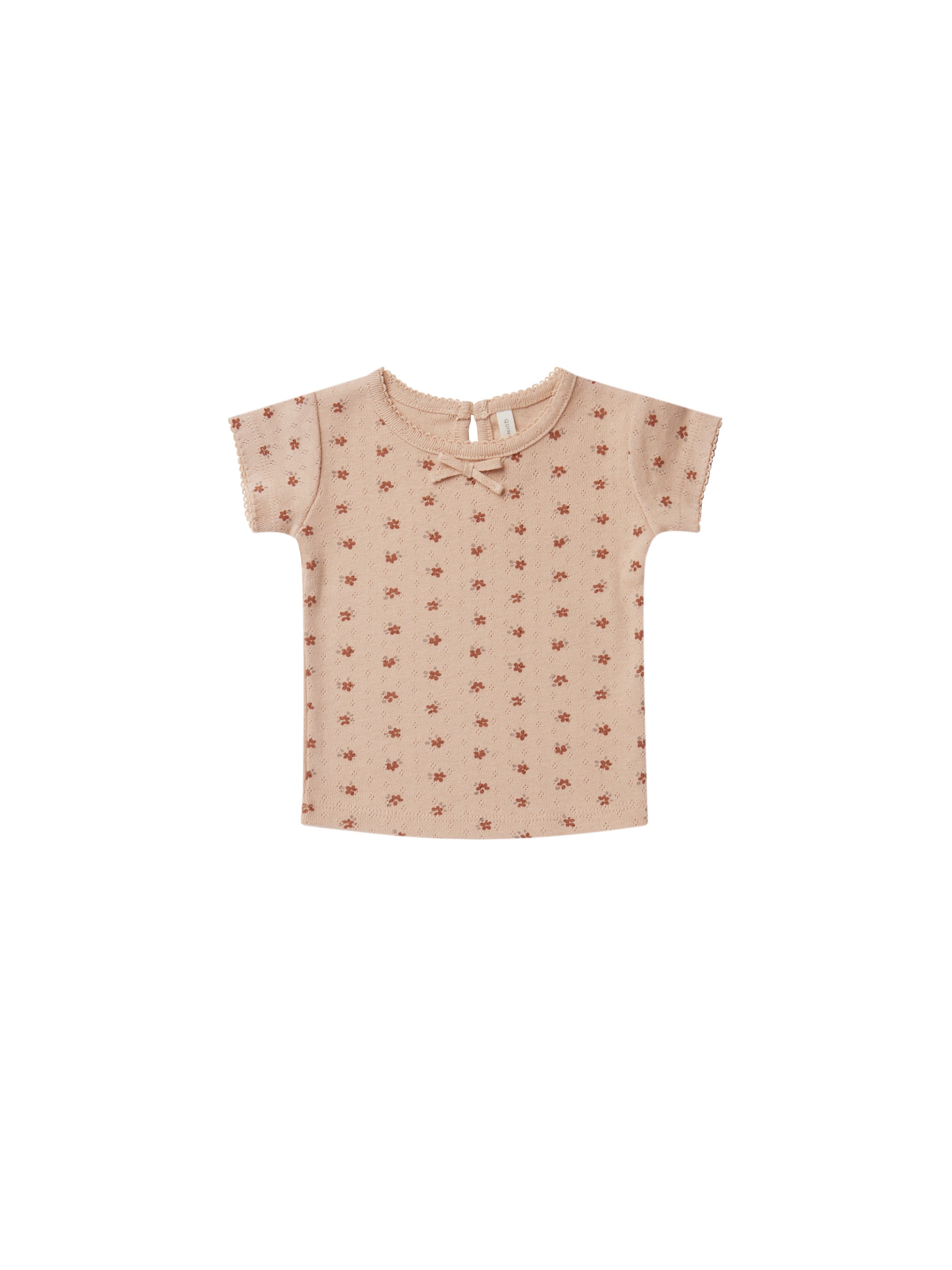 Quincy Mae Pointelle Tee - Blush Ditsy