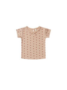 Quincy Mae Pointelle Tee - Blush Ditsy
