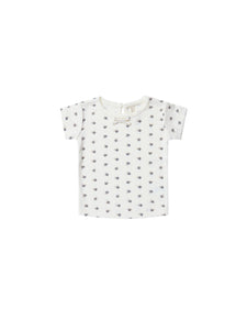 Quincy Mae Pointelle Tee - Indigo Ditsy