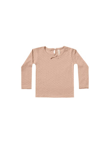 Quincy Mae Pointelle Long Sleeve Tee - Blush