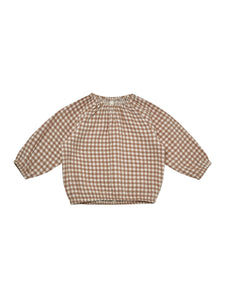 Quincy Mae Cinch Long Sleeve Tee - Cocoa Gingham