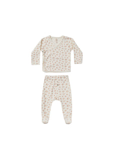 Quincy Mae Wrap Top + Footed Pant Set - Blush Floral