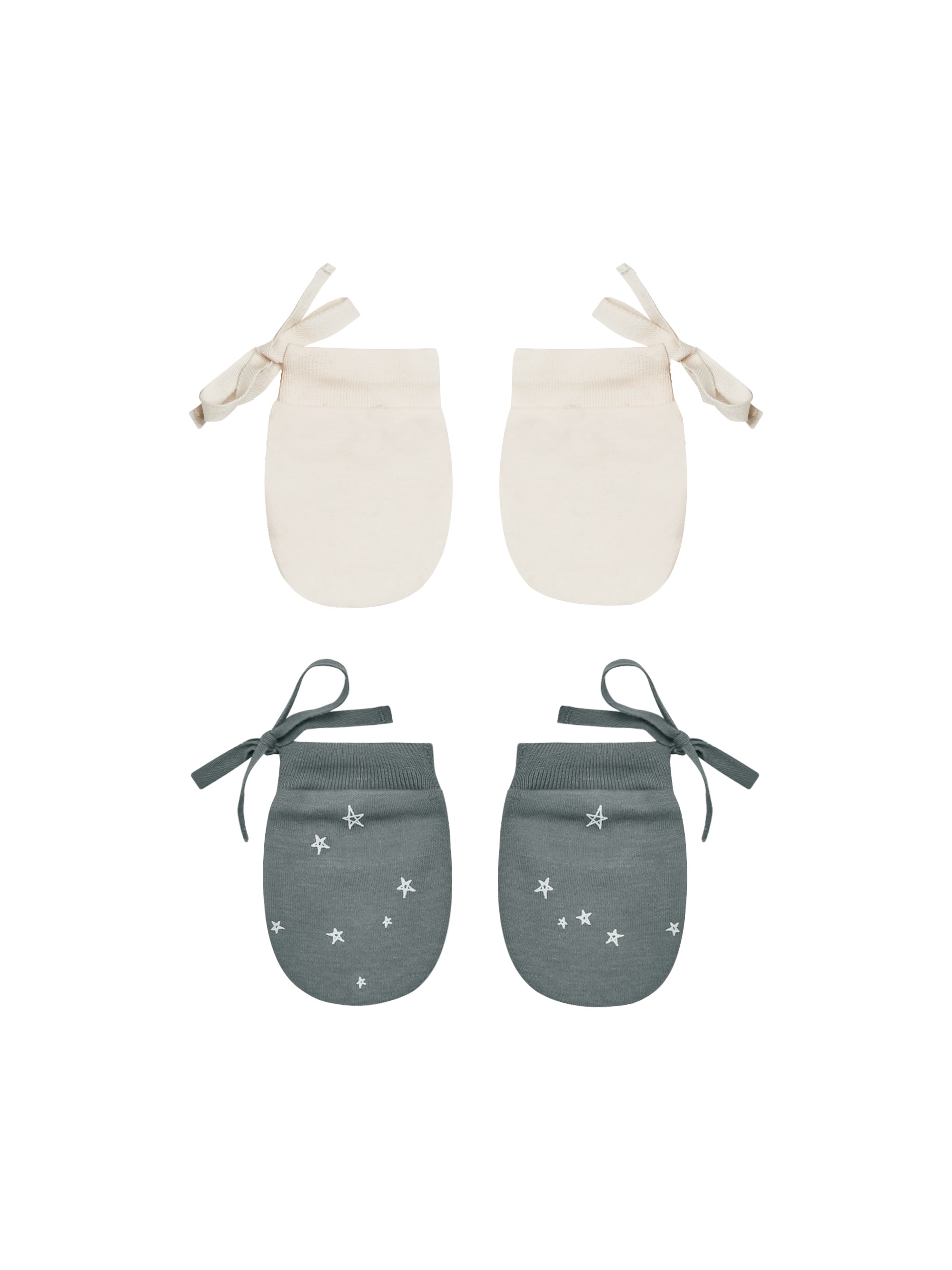 Quincy Mae No Scratch Mittens Set - Stars, Ivory