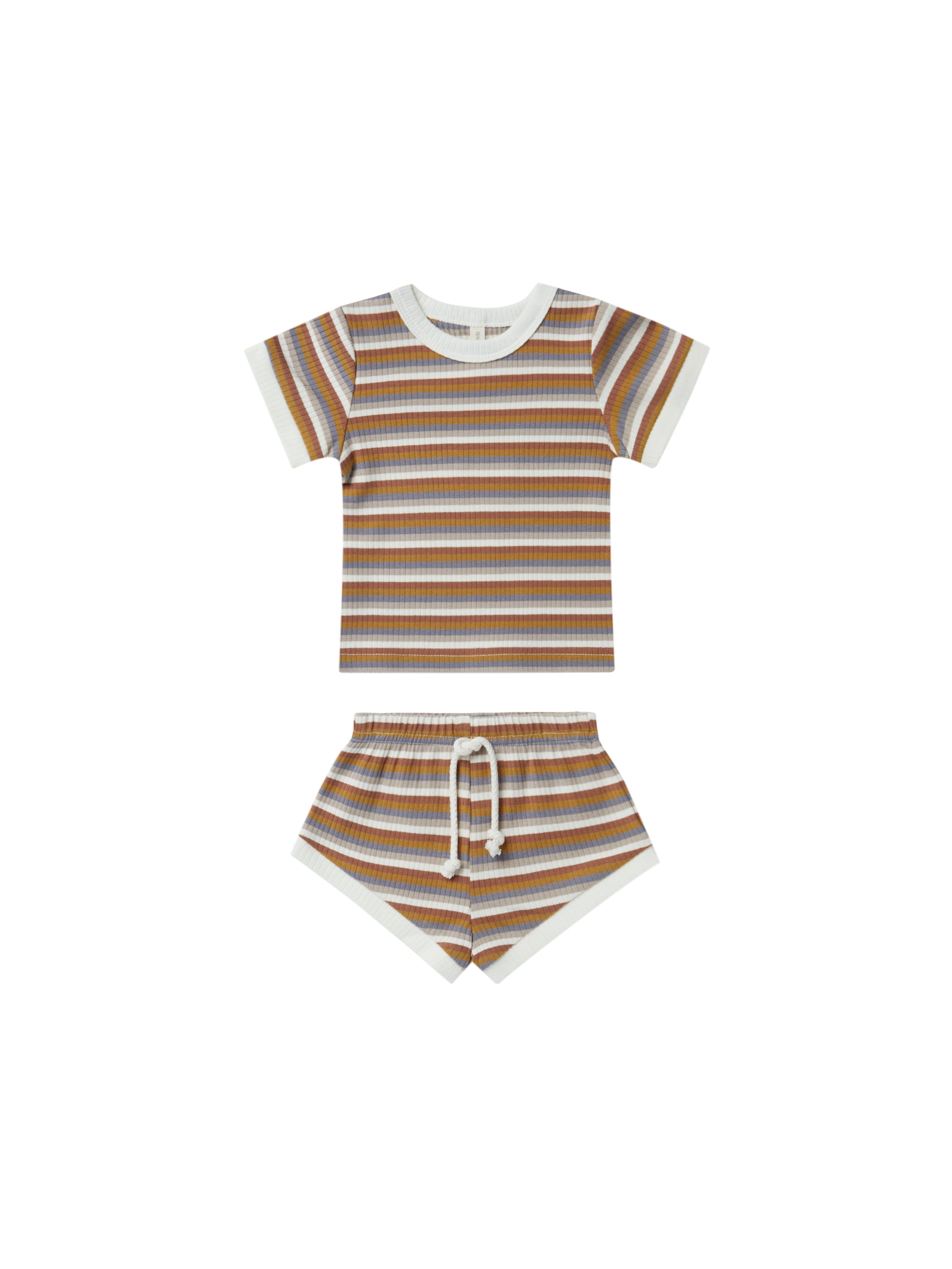 Quincy Mae Ribbed Shortie Set- Multi Stripe