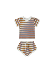 Quincy Mae Ribbed Shortie Set- Multi Stripe